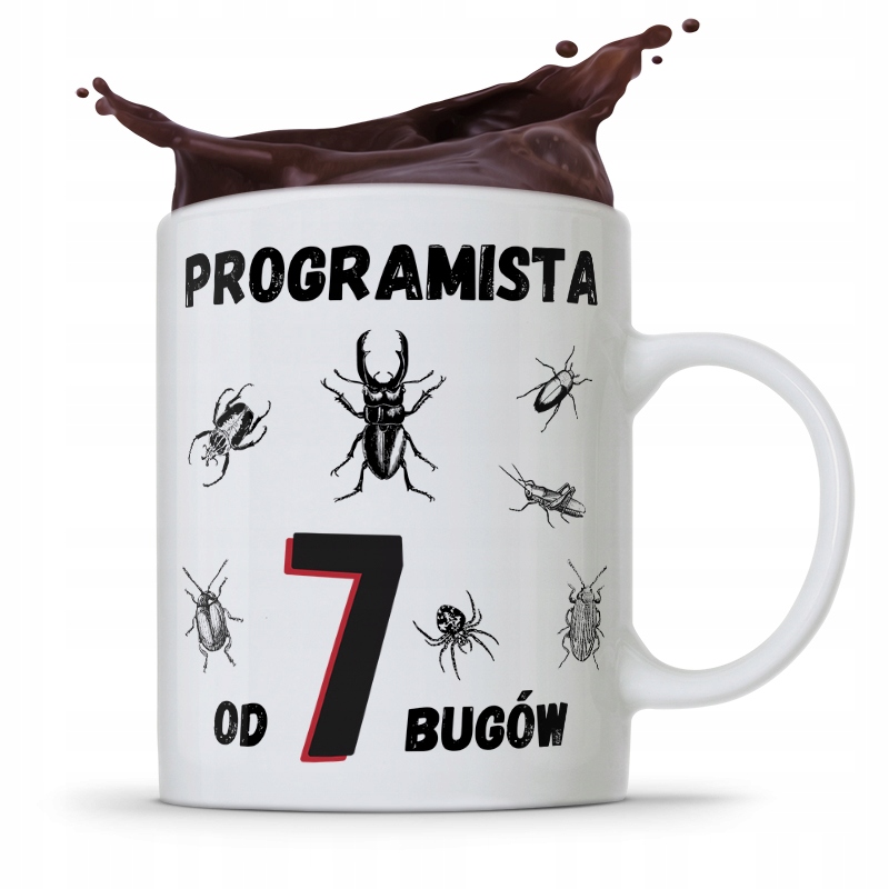 Kubek Informatyka Programisty Od 7 Bugów Prezent Z Nadrukiem Ze Zdjęciem
