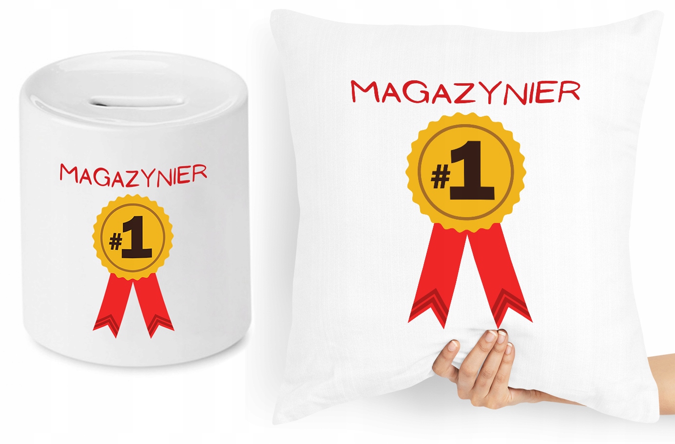 Dla Magazyniera Zestaw Poduszka + Skarbonka Z Nadrukiem Ze Zdjęciem