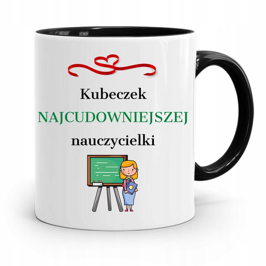 Kubek Czarny Prezent Dzień Nauczyciela Cudownej Z Nadrukiem Ze Zdjęciem