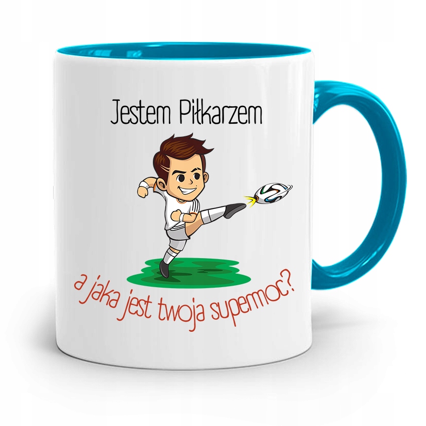 Kubek Błękitny Dla Piłkarza Zawodnika Jestem Z Nadrukiem Ze Zdjęciem