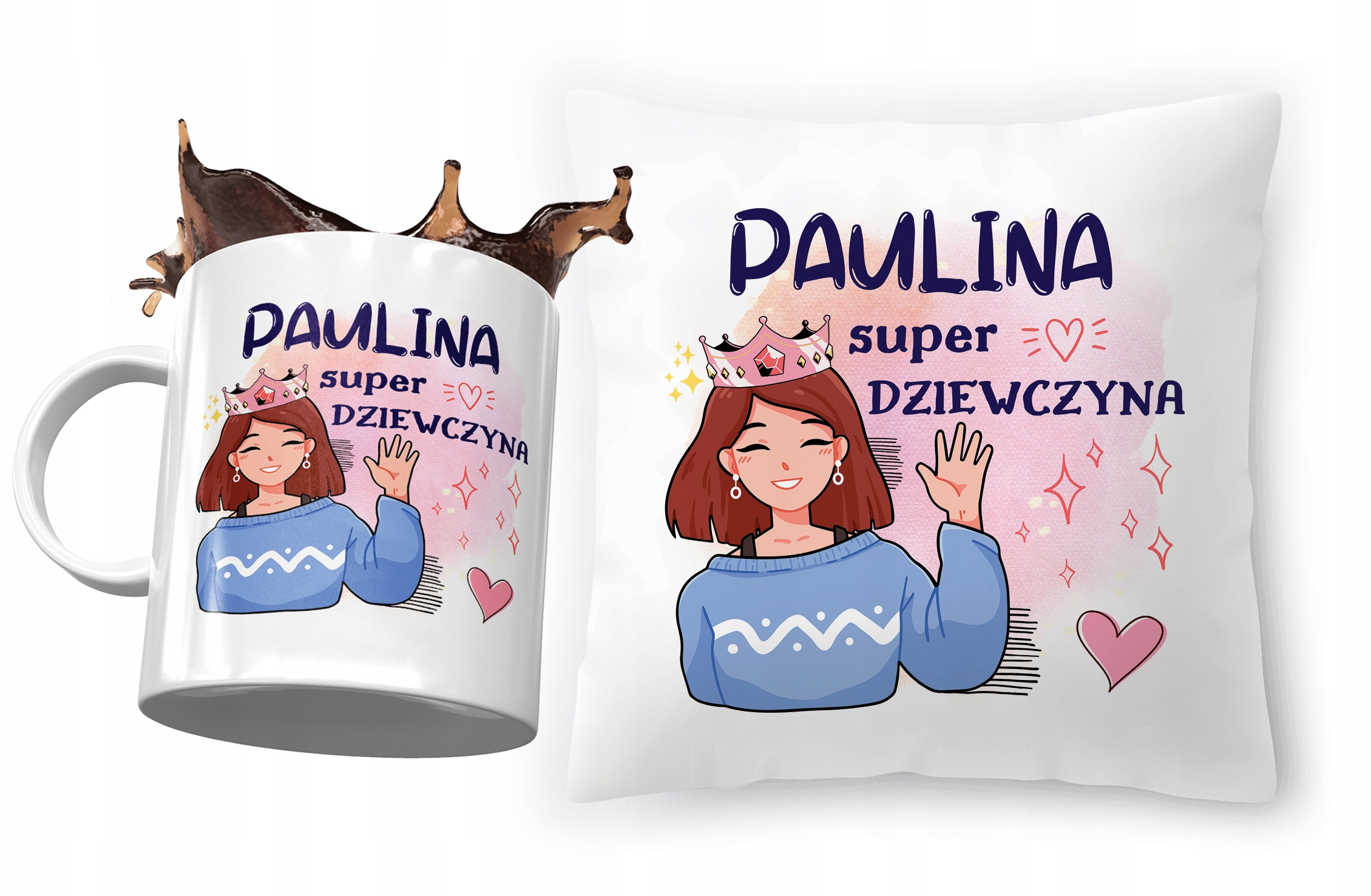 Zestaw Dla Pauliny Poduszka + Kubek Dla Dziecka Z Nadrukiem Ze Zdjęciem