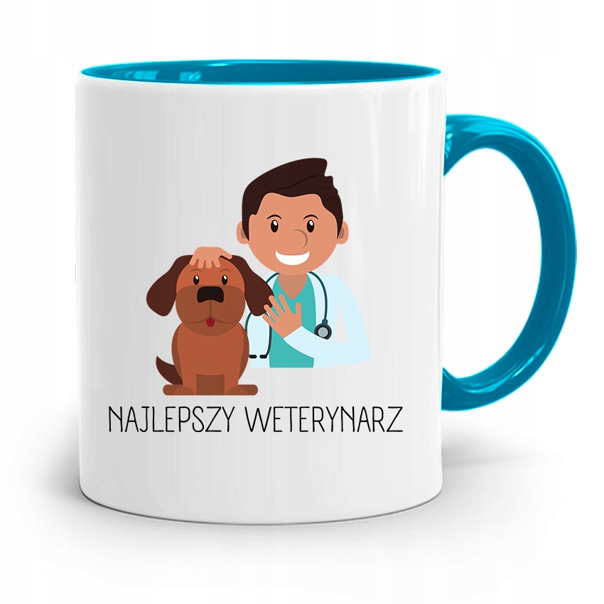 Kubek Błękitny Weterynarza Najlepszy Weterynarz Z Nadrukiem Ze Zdjęciem