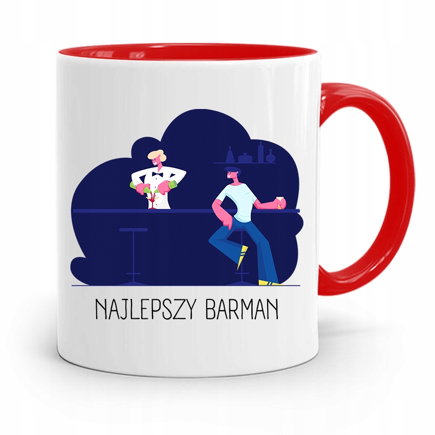 Kubek Czerwony Prezent Dla Najlepszego Barmana Z Nadrukiem Ze Zdjęciem