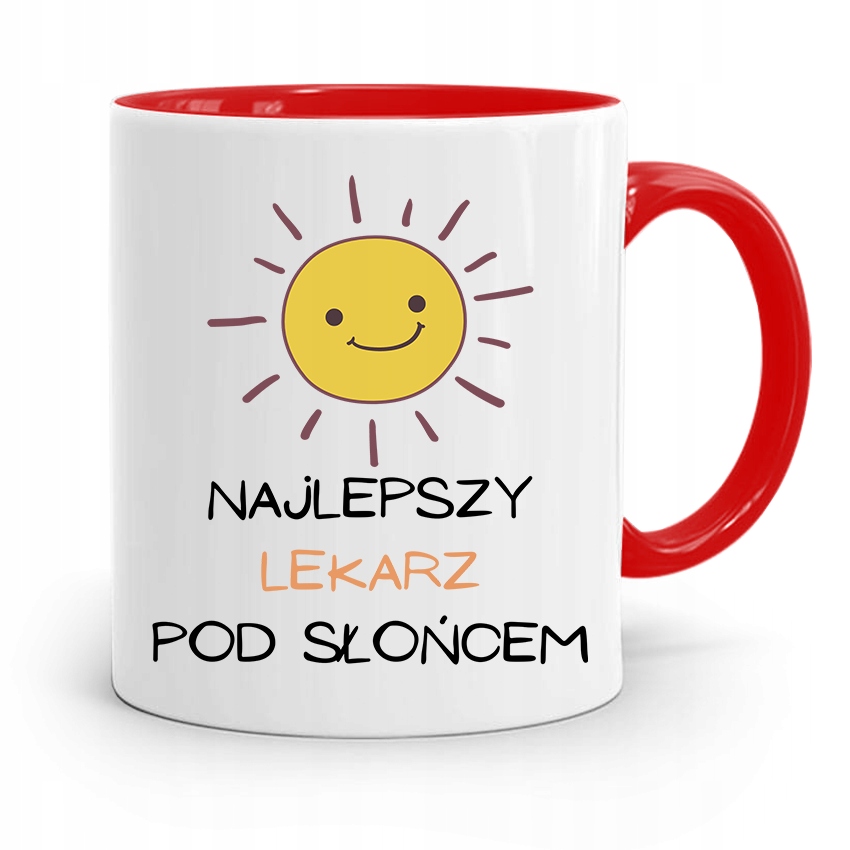 Kubek Czerwony Dla Doktora Najlepszy Pod Słońcem Z Nadrukiem Ze Zdjęciem
