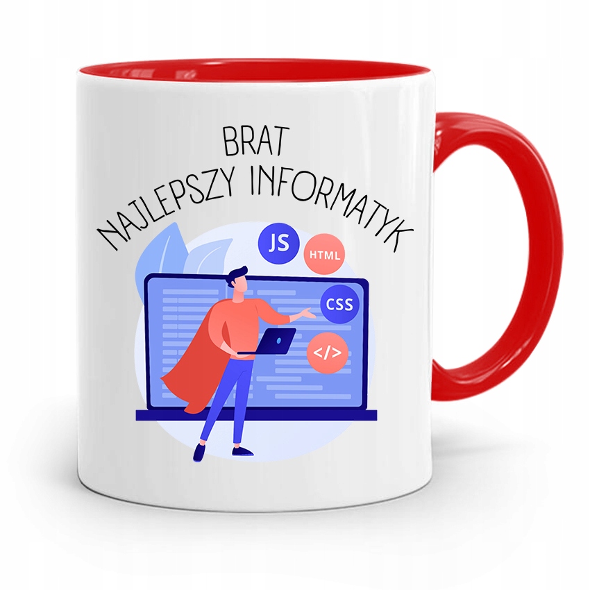 Kubek Czerwony Dla Brata Najlepszy Informatyk Z Nadrukiem Ze Zdjęciem