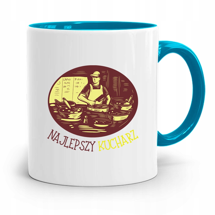Kubek Błękitny Dla Kucharza Najlepszy Kucharz Z Nadrukiem Ze Zdjęciem