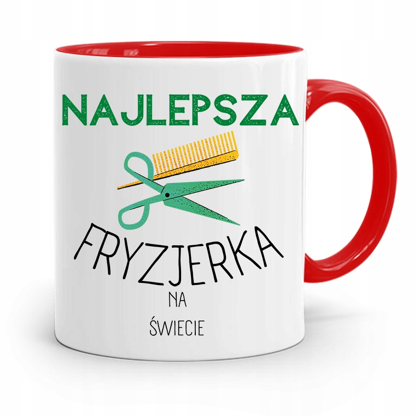 Kubek Czerwony Fryzjera Najlepsza Fryzjerka Z Nadrukiem Ze Zdjęciem