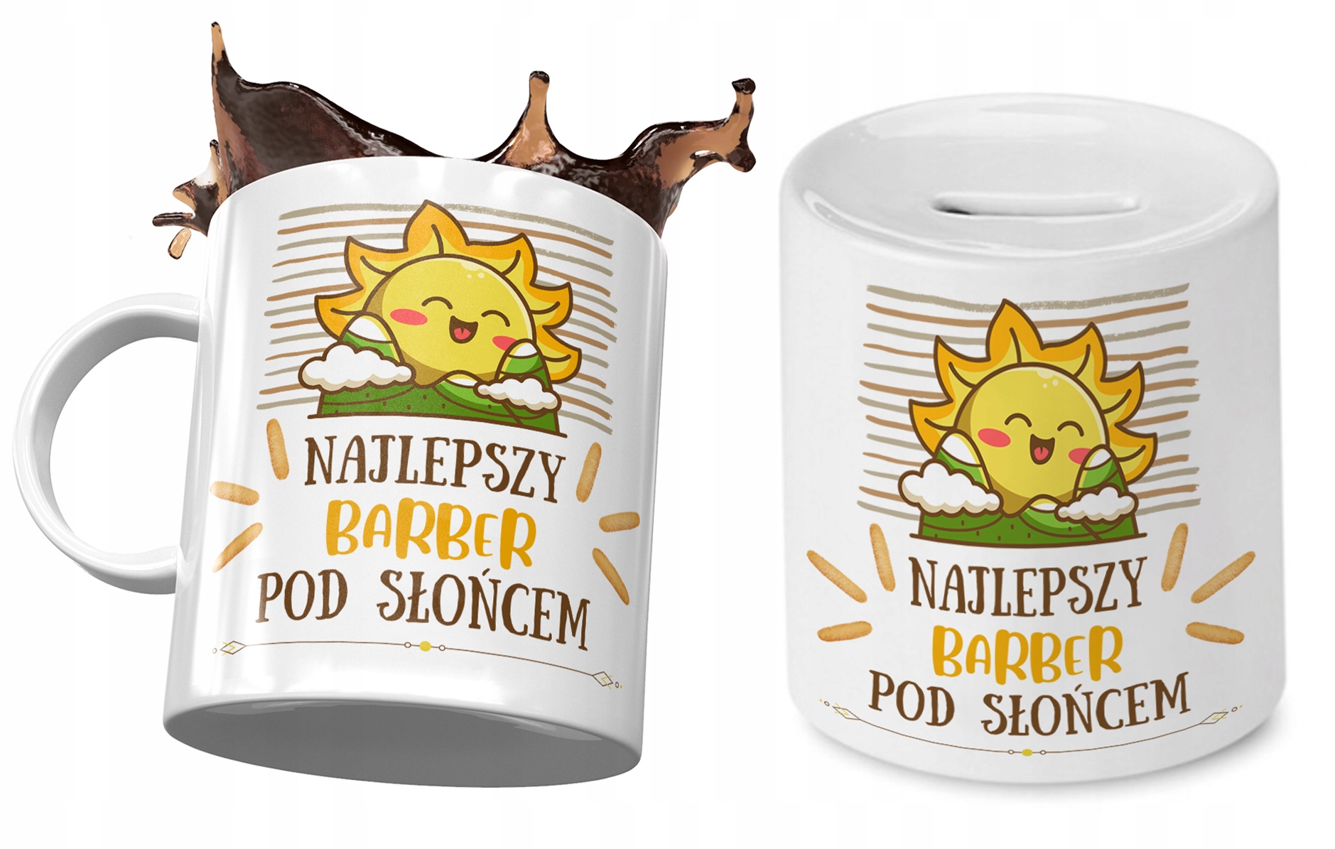 Dla Barbera Zestaw Kubek + Skarbonka Na Prezent Z Nadrukiem Ze Zdjęciem