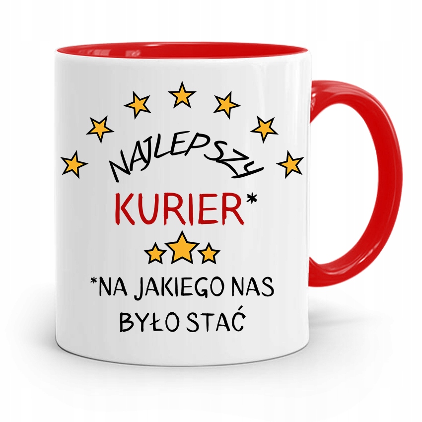 Kubek Czerwony Dla Kuriera Najlepszy Kurier Z Nadrukiem Ze Zdjęciem