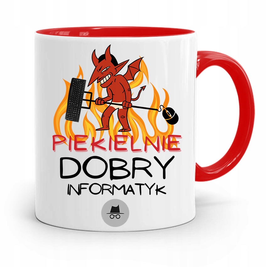 Kubek Czerwony Informatyka Programisty Piekielnie Z Nadrukiem Ze Zdjęciem