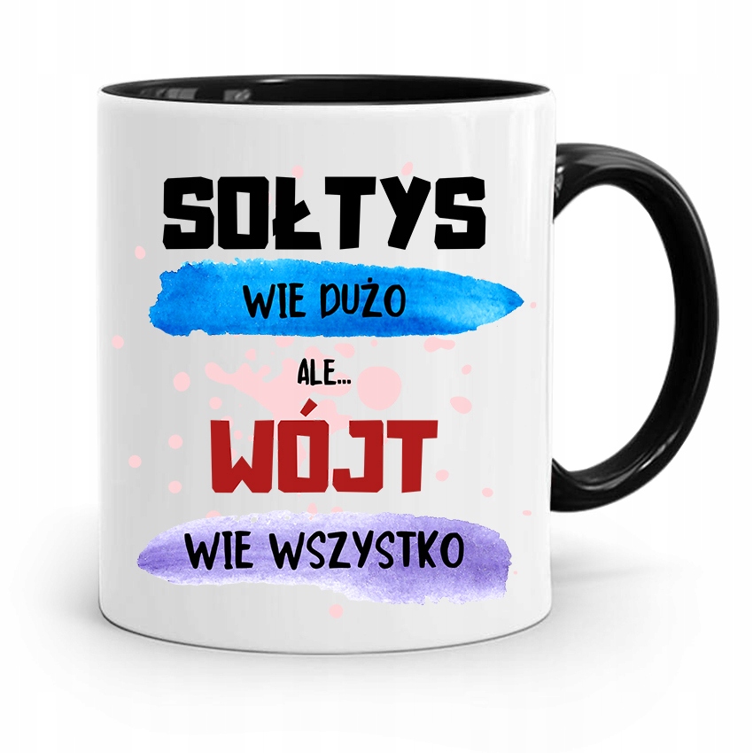 Dla Wójta Kubek Czarny Wójt Wie Wszystko Prezent Z Nadrukiem Ze Zdjęciem