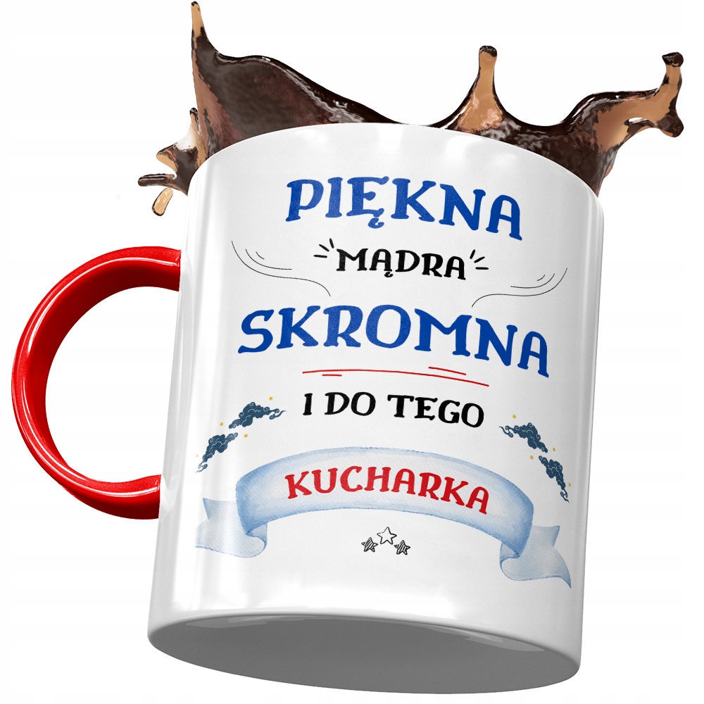Kubek Czerwony Dla Kucharki Piękna Mądra Skromna Z Nadrukiem Ze Zdjęciem