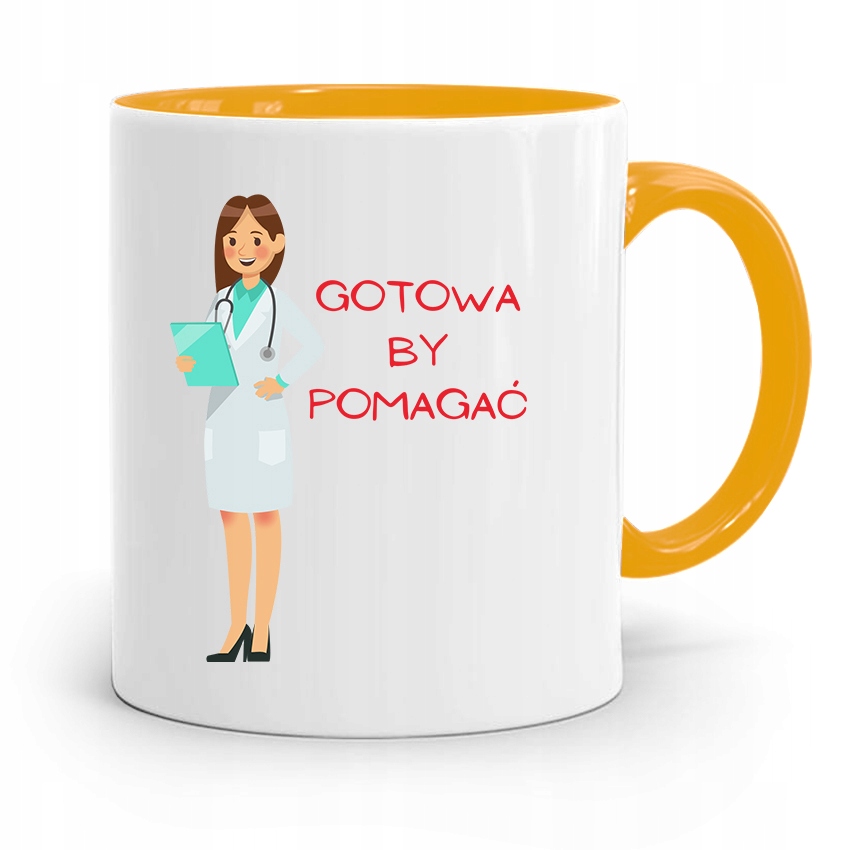 Kubek Żółty Dla Doktora Gotowa By Pomagać Prezent Z Nadrukiem Ze Zdjęciem