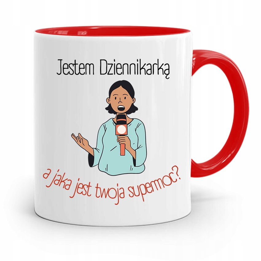 Kubek Czerwony Prezent Dla Dziennikarza Reportera Z Nadrukiem Ze Zdjęciem