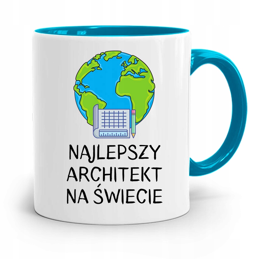 Kubek Błękitny Architekta Najlepszy Na Świecie Z Nadrukiem Ze Zdjęciem