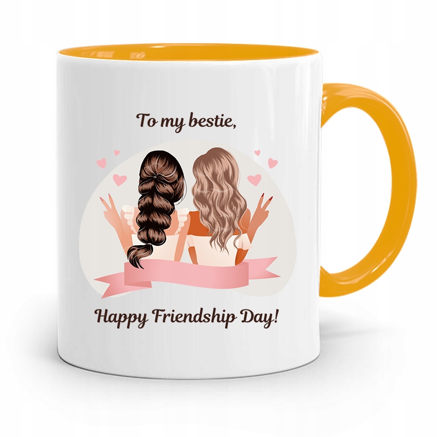 Kubek Żółty Dla Przyjaciela Dzień Przyjaciela Z Nadrukiem Ze Zdjęciem