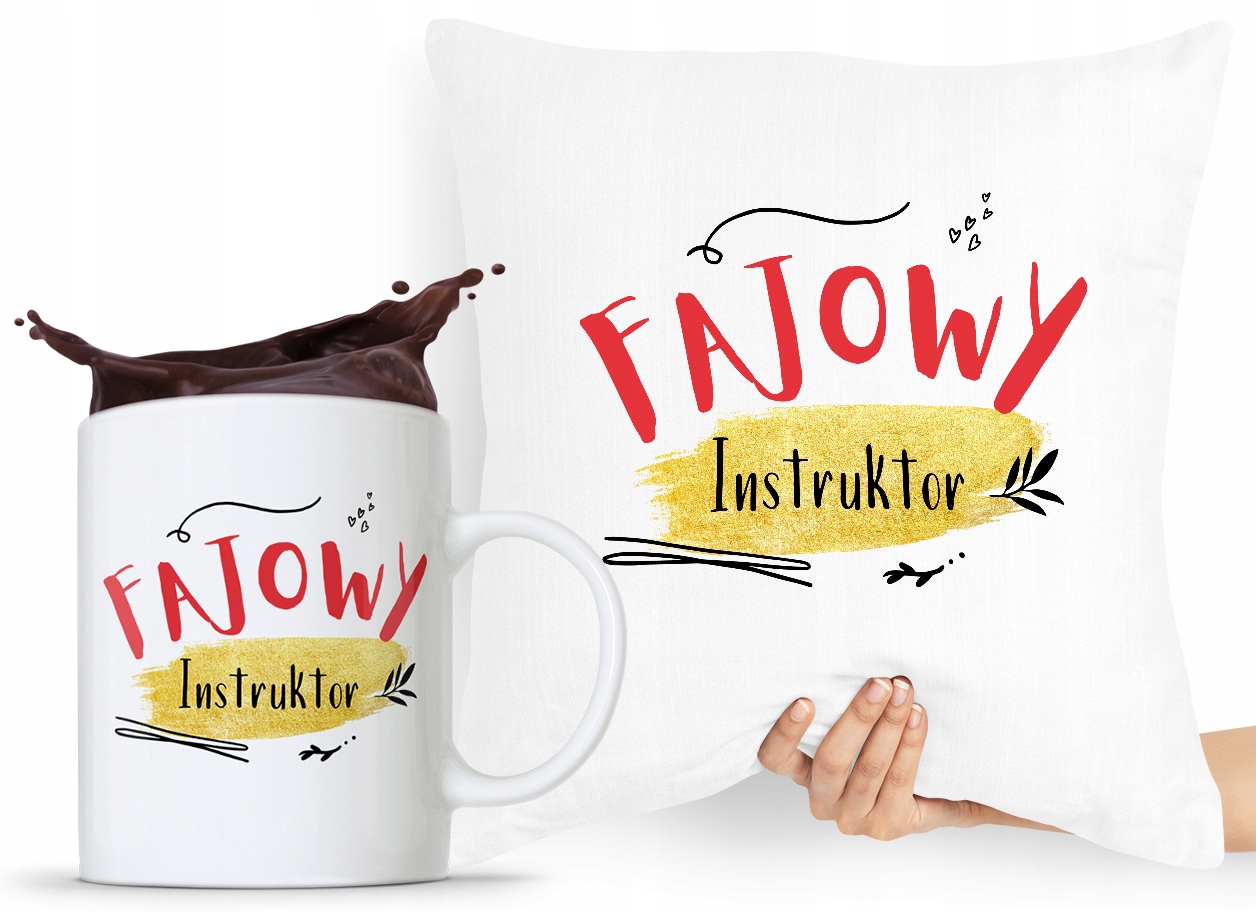 Dla Instruktora Zestaw Poduszka + Kubek Prezent Z Nadrukiem Ze Zdjęciem