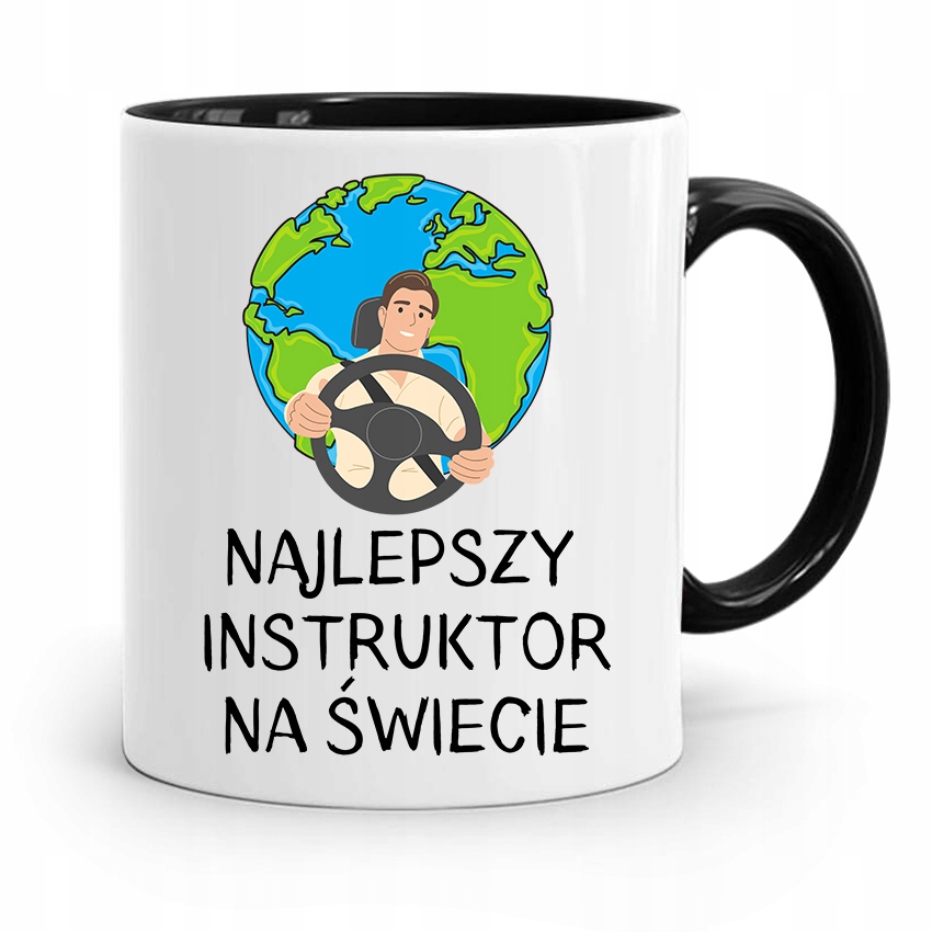 Dla Instruktora Prawa Jazdy Kubek Czarny Prezent Z Nadrukiem Ze Zdjęciem