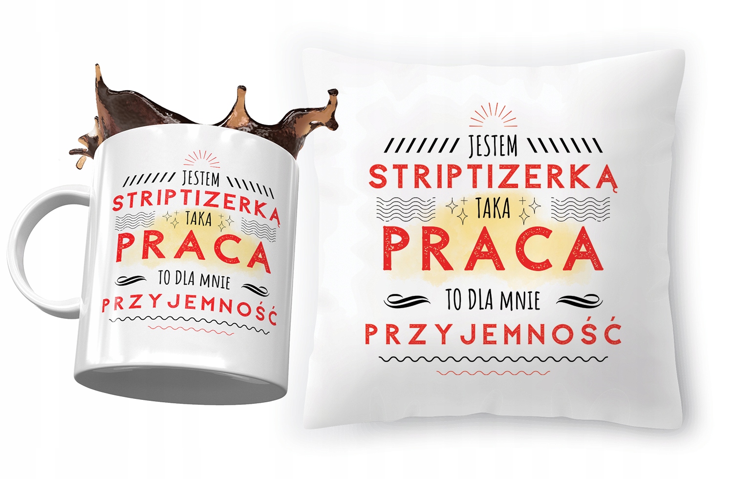 Zestaw Dla Striptizerki Poduszka + Kubek Prezent Z Nadrukiem Ze Zdjęciem