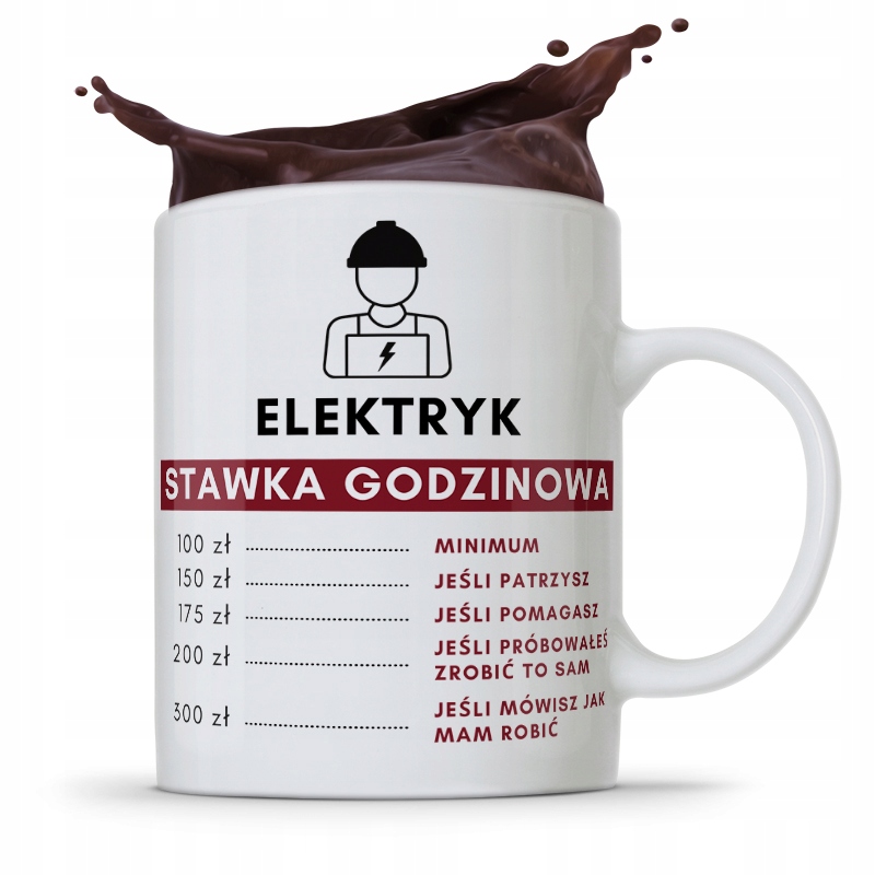 Kubek Prezent Dla Elektryka Stawka Godzinowa Z Nadrukiem Ze Zdjęciem