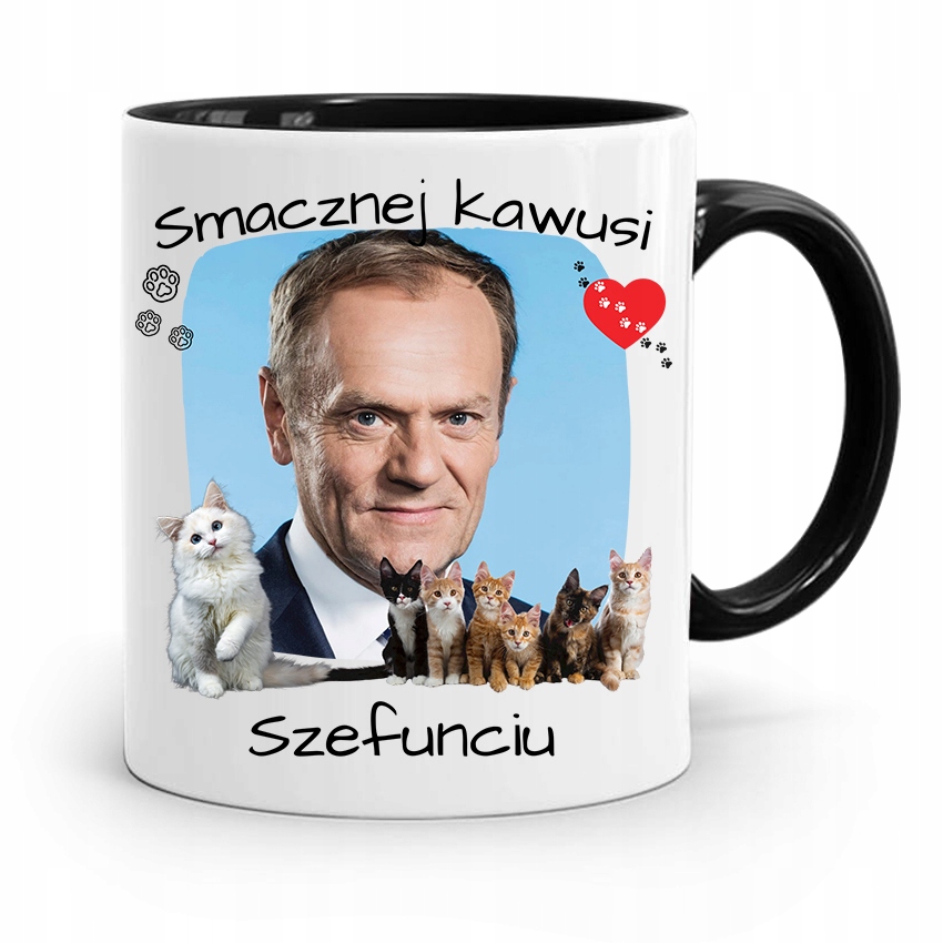 Kubek Czarny Donald Tusk Po Platforma Prezent Z Nadrukiem Ze Zdjęciem