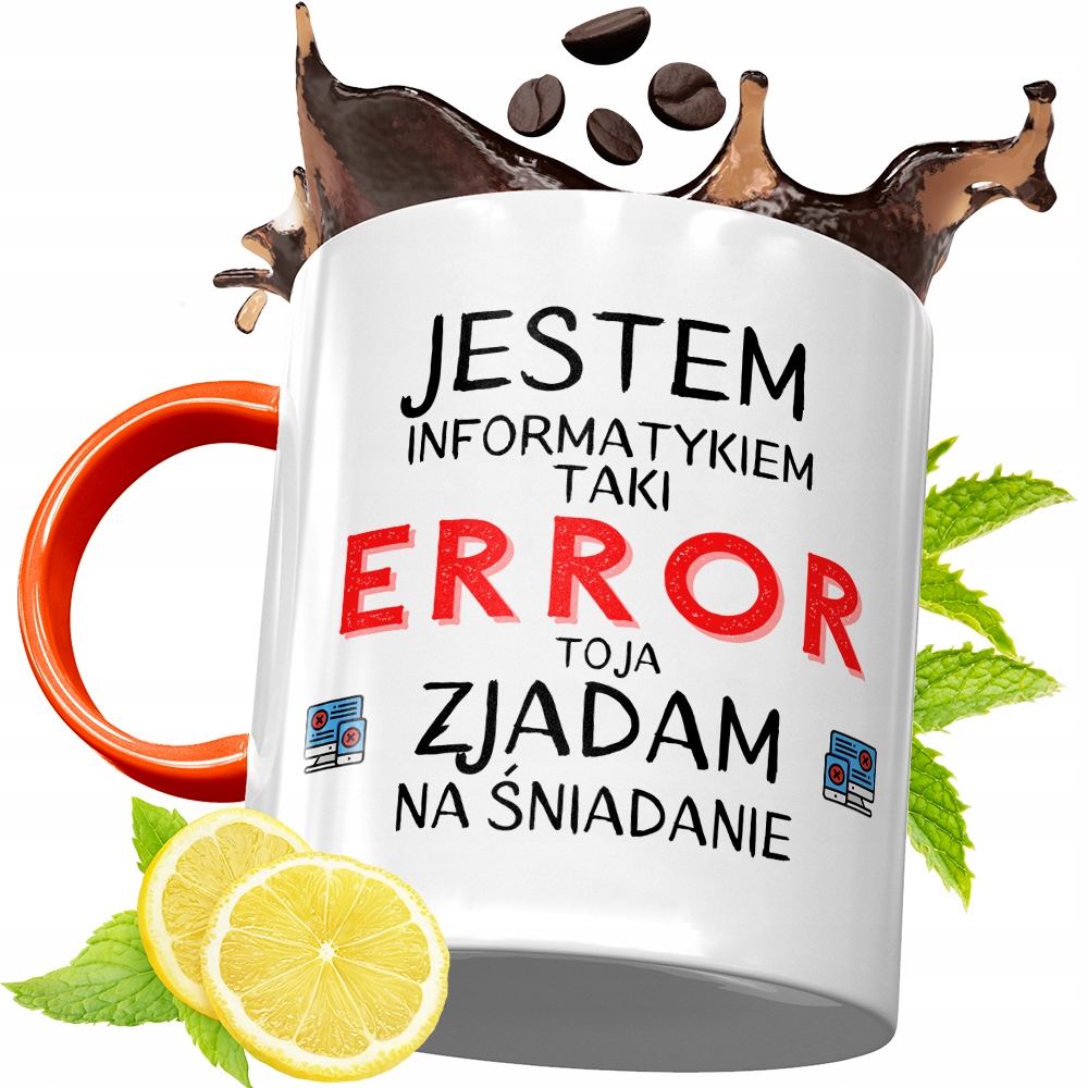 Kubek Pomarańczowy Dla Informatyka Programisty Z Nadrukiem Ze Zdjęciem