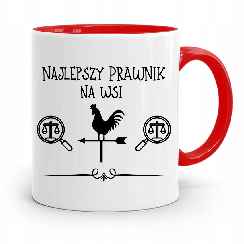 Kubek Czerwony Prawnika Najlepszy Prawnik Na Wsi Z Nadrukiem Ze Zdjęciem