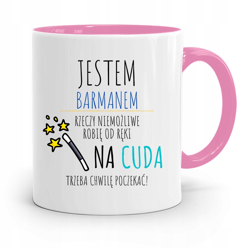 Kubek Różowy Dla Barmana Jestem Barmanem Prezent Z Nadrukiem Ze Zdjęciem