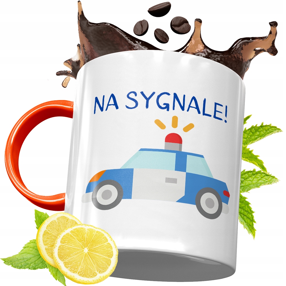 Kubek Pomarańczowy Dla Policjanta Idealny Prezent Z Nadrukiem Ze Zdjęciem