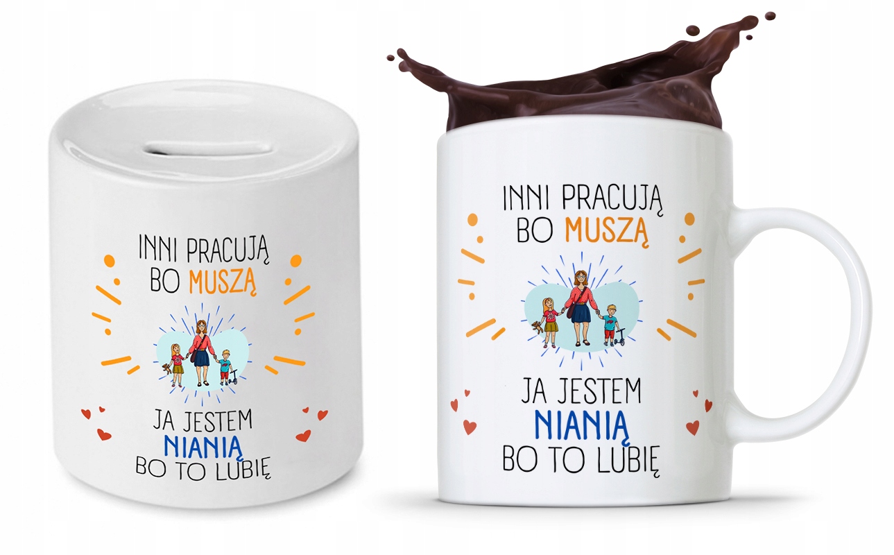 Zestaw Dla Niani Opiekunki Kubek + Skarbonka Z Nadrukiem Ze Zdjęciem