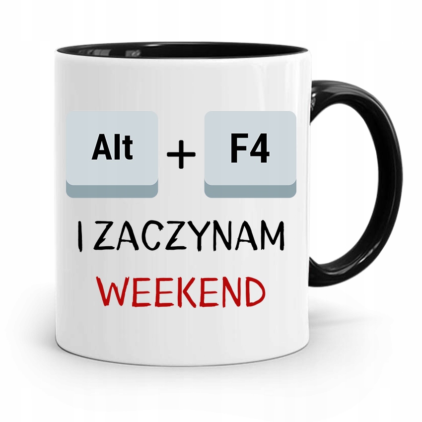 Kubek Czarny Informatyka Programisty Weekend Z Nadrukiem Ze Zdjęciem