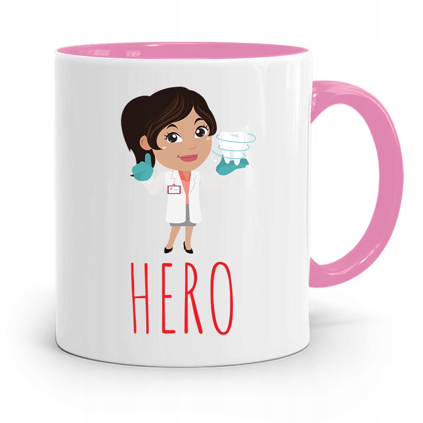 Kubek Różowy Prezent Dentysty Stomatologa Hero Z Nadrukiem Ze Zdjęciem