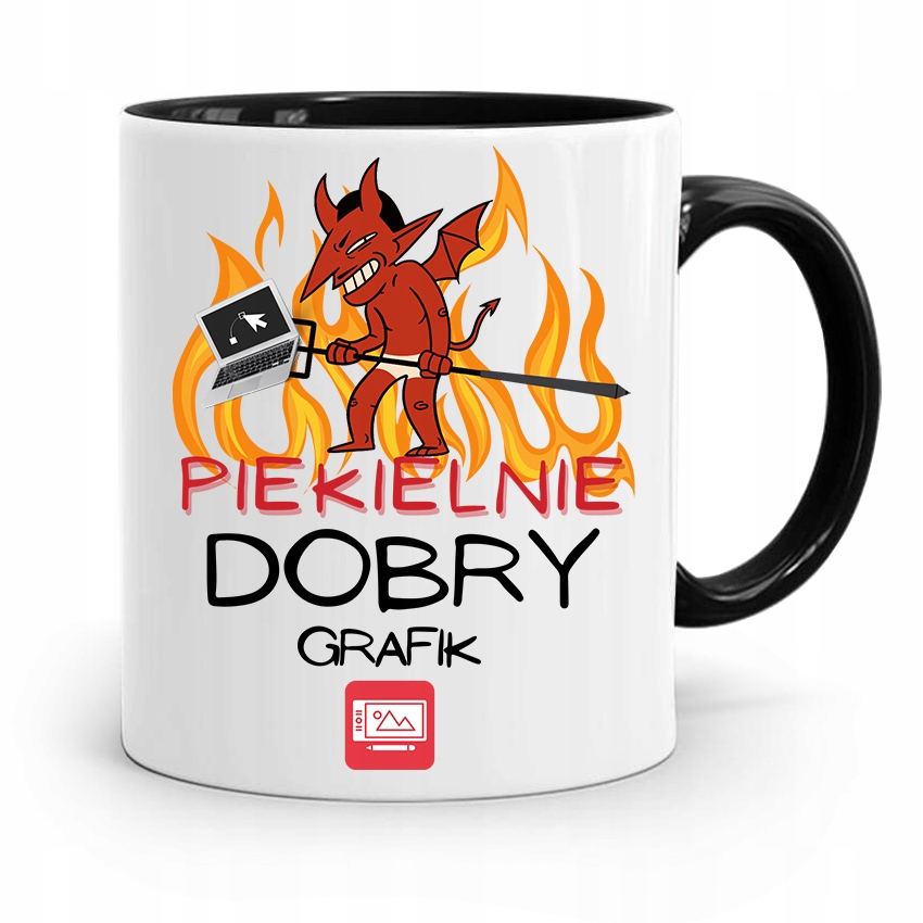 Kubek Czarny Dla Piekielnie Dobrego Grafika Z Nadrukiem Ze Zdjęciem