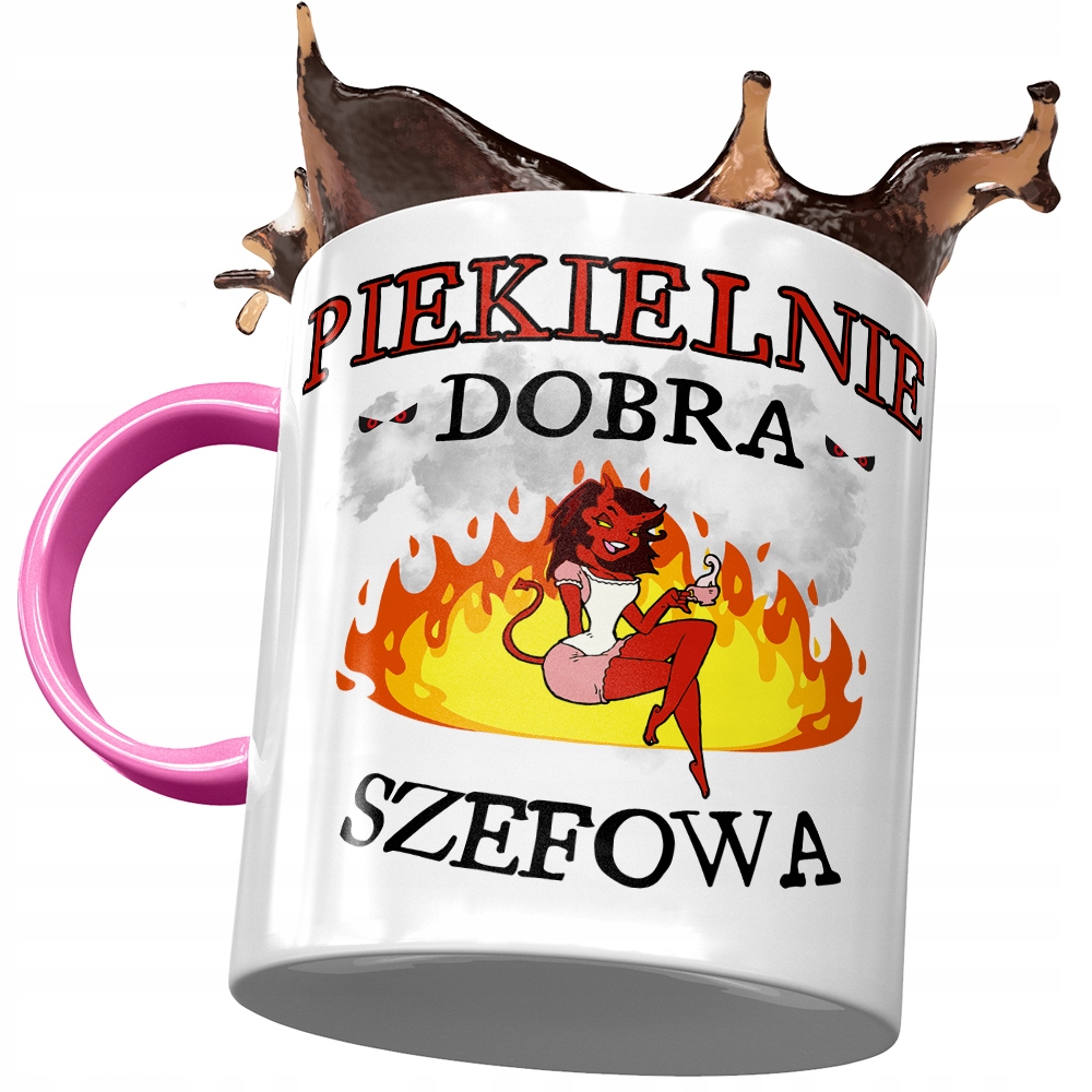 Kubek Różowy Dla Szefowej Piekielnie Dobra Szefowa Z Nadrukiem Ze Zdjęciem