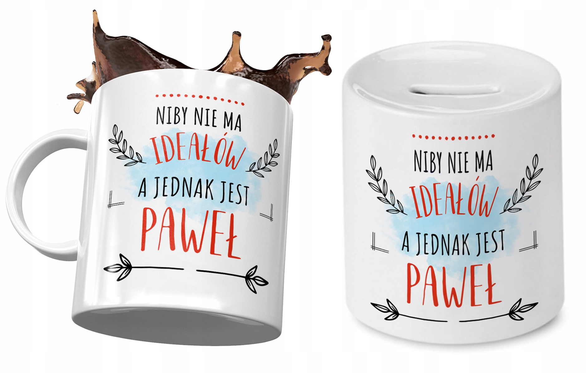 Dla Pawła Zestaw Kubek + Skarbonka Na Prezent Z Nadrukiem Ze Zdjęciem