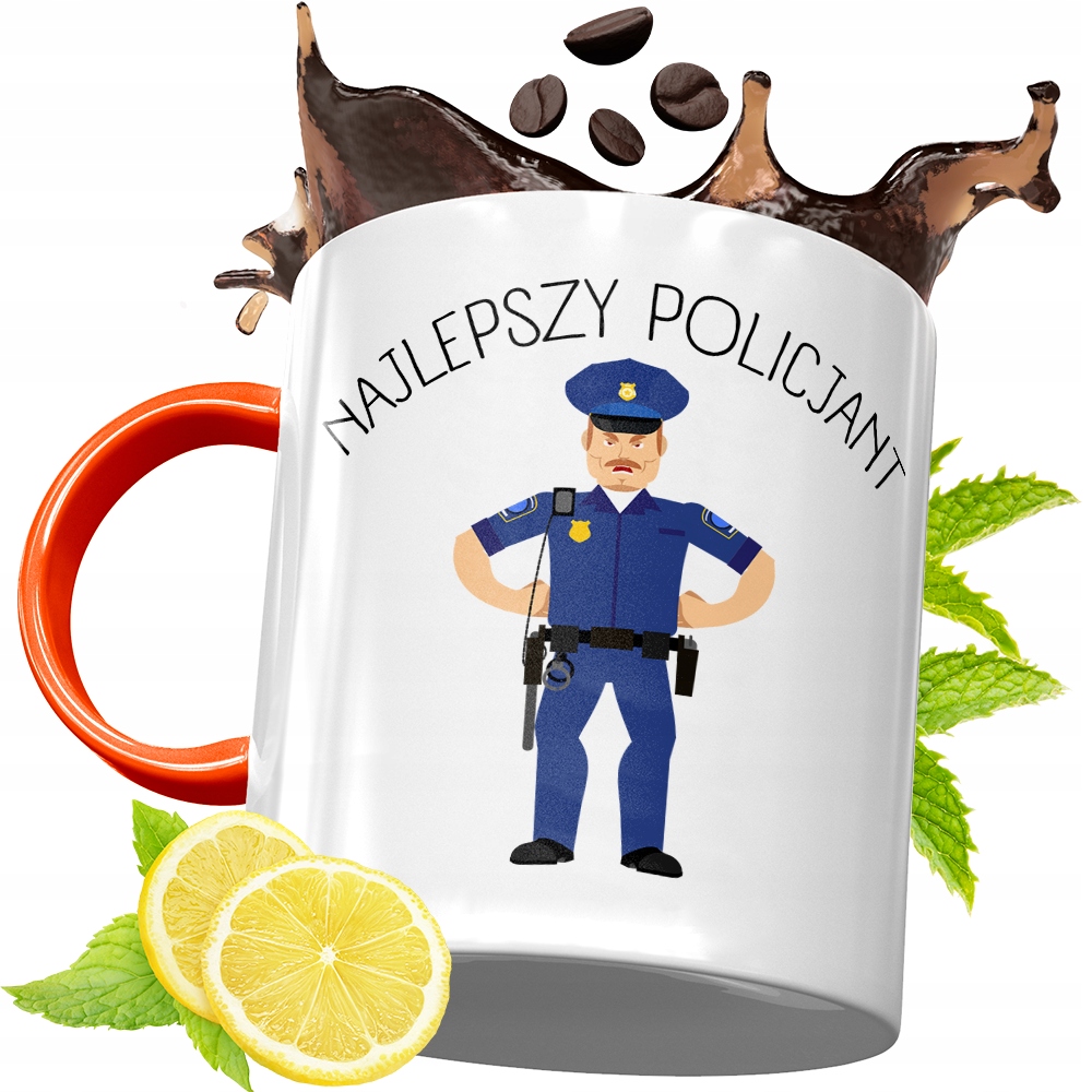 Kubek Pomarańczowy Dla Policjanta Idealny Prezent Z Nadrukiem Ze Zdjęciem