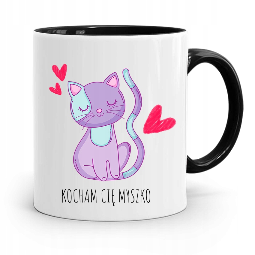 Kubek Czarny Dla Chłopaka Kocham Cię Myszko Z Nadrukiem Ze Zdjęciem