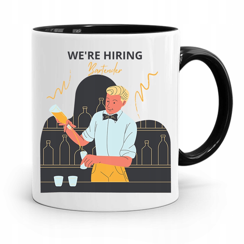Kubek Czarny Barmana We Are Hiring Prezent Z Nadrukiem Ze Zdjęciem