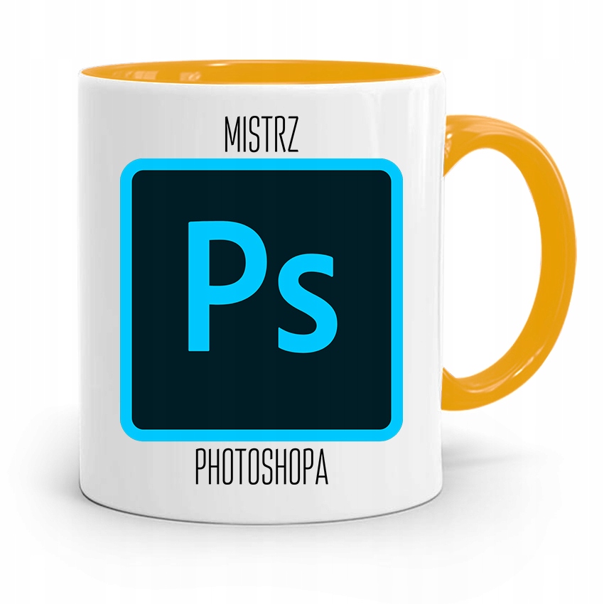 Kubek Żółty Prezent Dla Grafika Mistrz Photoshopa Z Nadrukiem Ze Zdjęciem