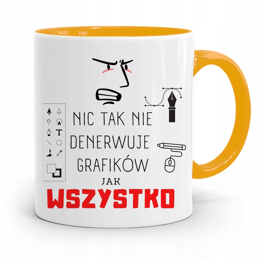 Kubek Żółty Dla Grafika Nic Tak Nie Denerwuje Z Nadrukiem Ze Zdjęciem