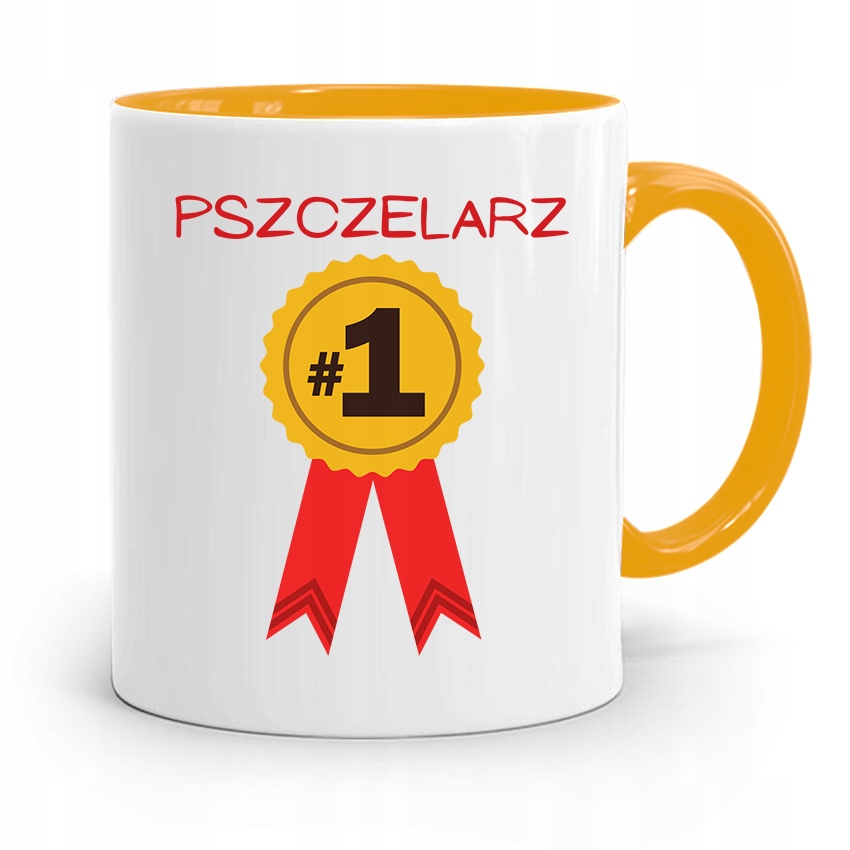 Kubek Zółty Dla Pszczelarza Numer Jeden Prezent Z Nadrukiem Ze Zdjęciem