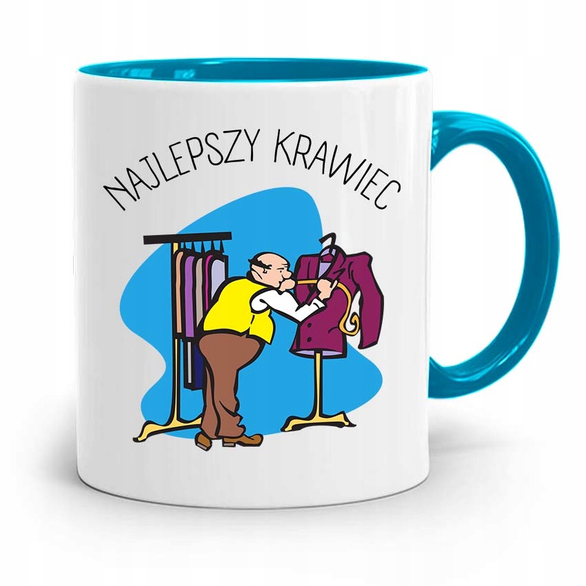 Kubek Błękitny Krawcowej Krawca Najlepszy Krawiec Z Nadrukiem Ze Zdjęciem