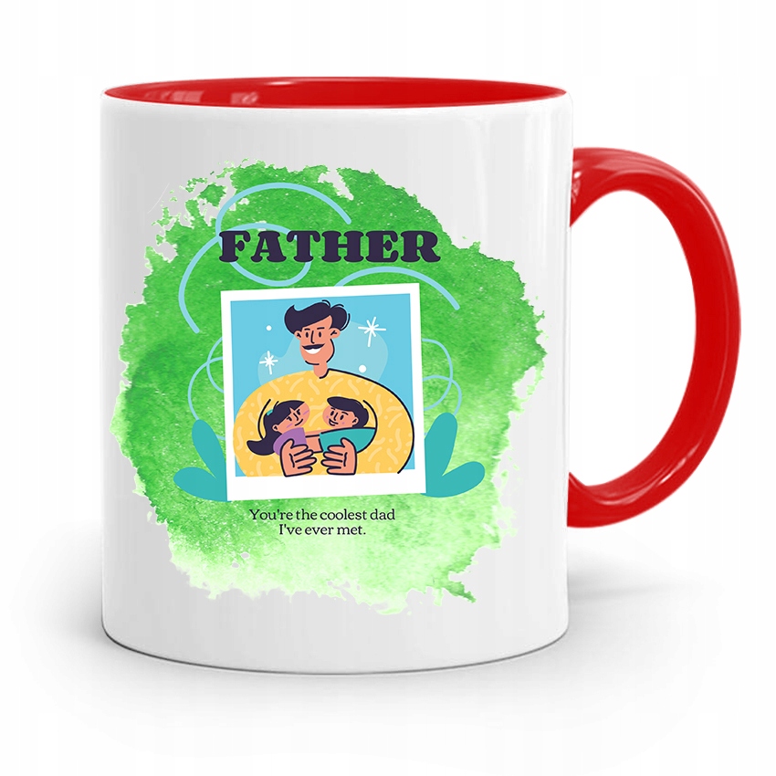 Kubek Czerwony Dla Taty Ojca Father Prezent Z Nadrukiem Ze Zdjęciem