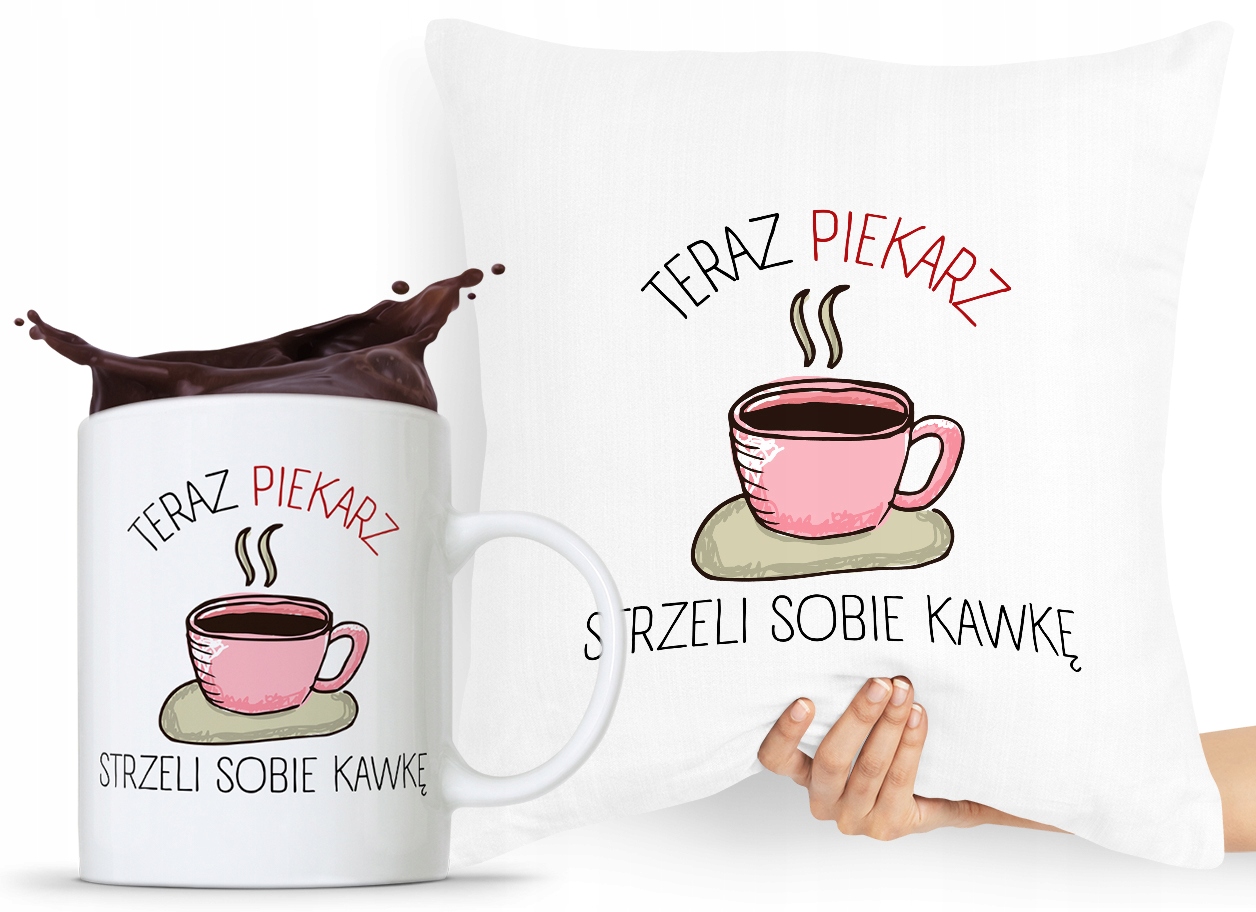 Zestaw Poduszka + Kubek Prezent Dla Piekarza Z Nadrukiem Ze Zdjęciem