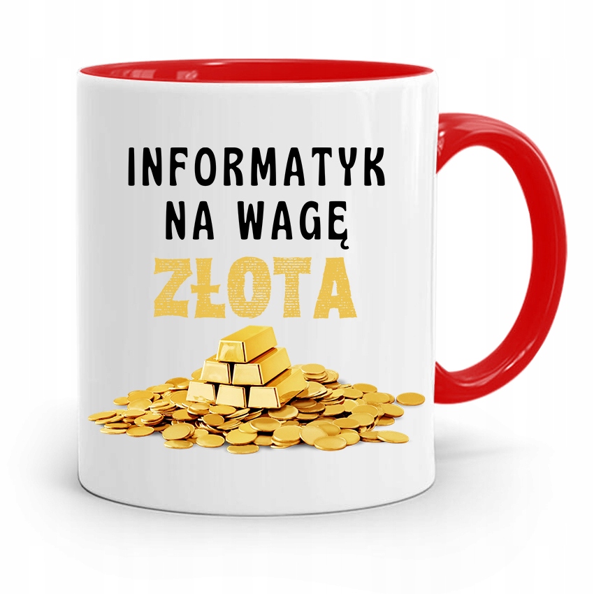 Kubek Czerwony Informatyka Programisty Wagę Złota Z Nadrukiem Ze Zdjęciem