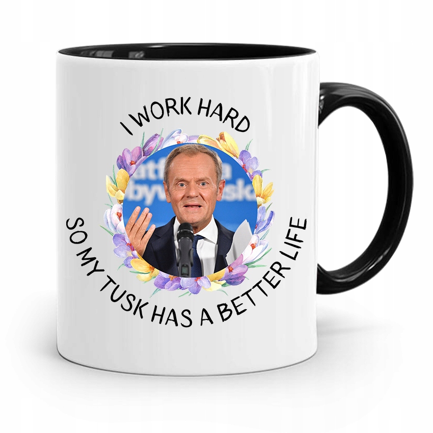 Kubek Czarny Donald Tusk Po Platforma Prezent Z Nadrukiem Ze Zdjęciem