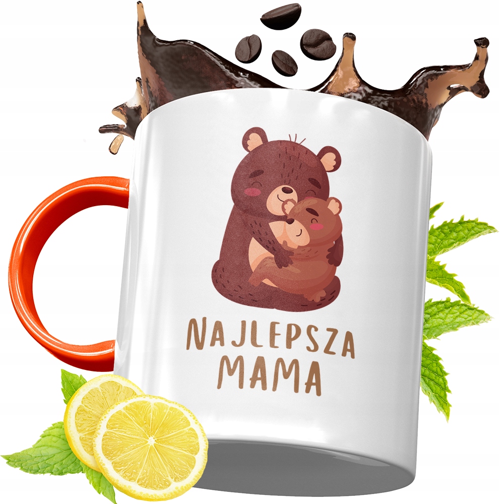 Kubek Pomarańczowy Dla Mamy Mamusi Dzień Mamy Z Nadrukiem Ze Zdjęciem