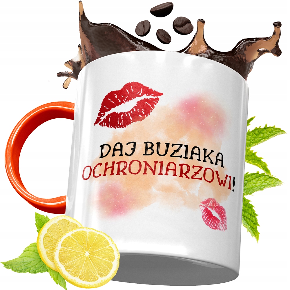 Kubek Pomarańczowy Dla Ochroniarza Prezent Z Nadrukiem Ze Zdjęciem