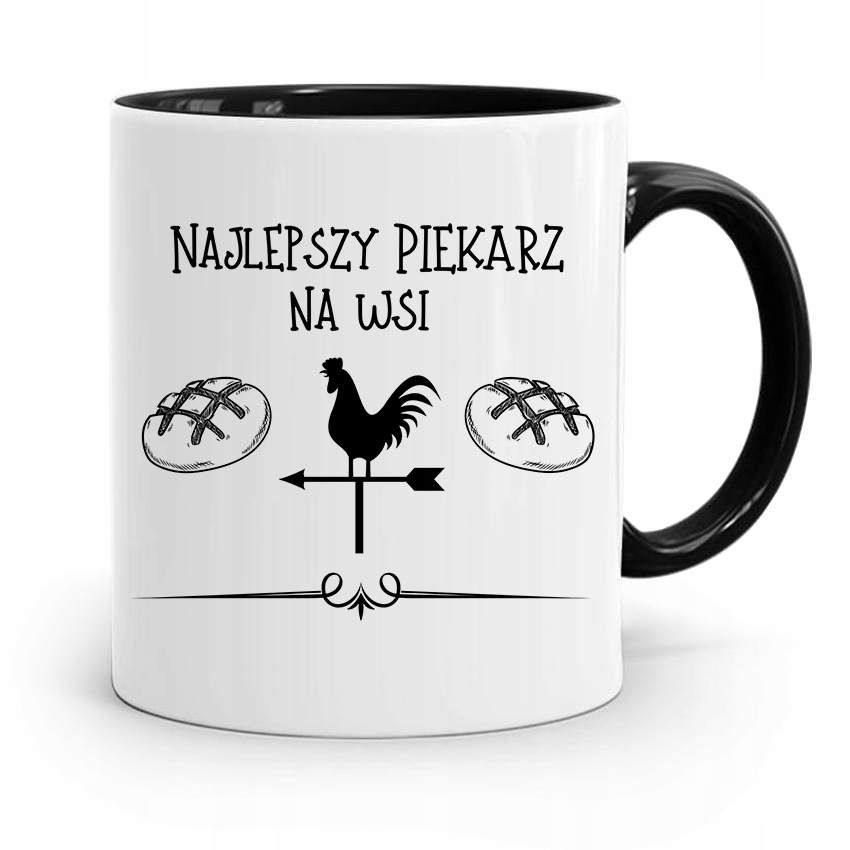 Kubek Czarny Dla Najlepszego Piekarza Na Wsi Z Nadrukiem Ze Zdjęciem