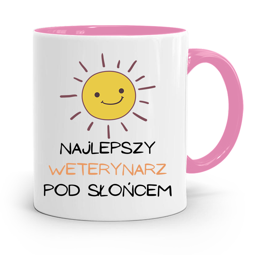 Kubek Różowy Weterynarza Najlepszy Pod Słońcem Z Nadrukiem Ze Zdjęciem